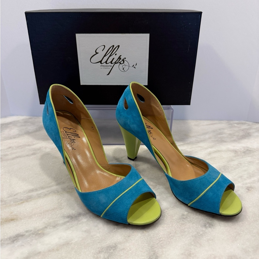 Ellips Turquoise and Anis Suede Heels